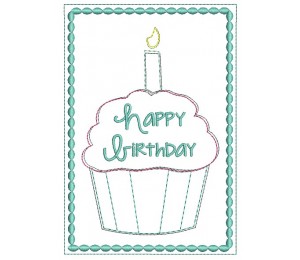 ITH Postkarte - Happy Birthday Muffin Kerze